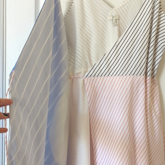 Joie Editha Striped Colorblock Sleeveless V-neck A-Line Mini Wrap Dress Medium - Picture 9 of 16